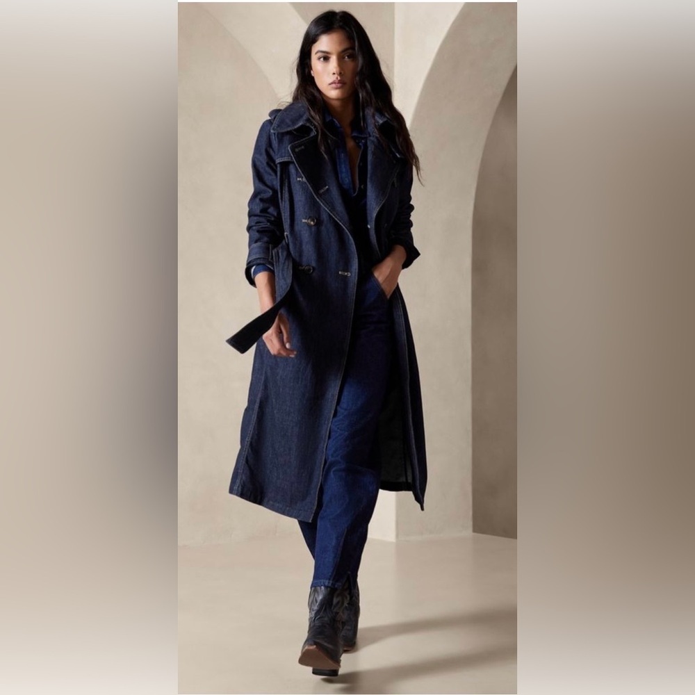 Banana Republic Uma Denim Trench Coat M - Picture 6 of 12